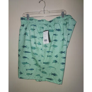 Ocean Coast Men's Swim Trunks 4XL Lined Stretch Shorts Beach Green Fish